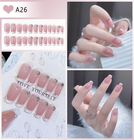 Small fresh flower pearl false nails